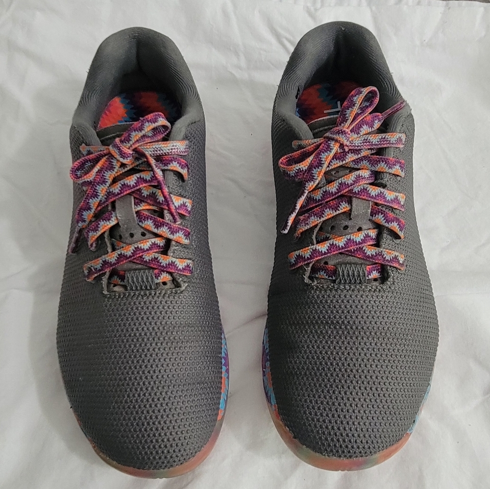 Nobull Gray Pink Purple Aqua Orange Aztec Trainers Women's 9 Men's 7.5